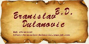 Branislav Dulanović vizit kartica